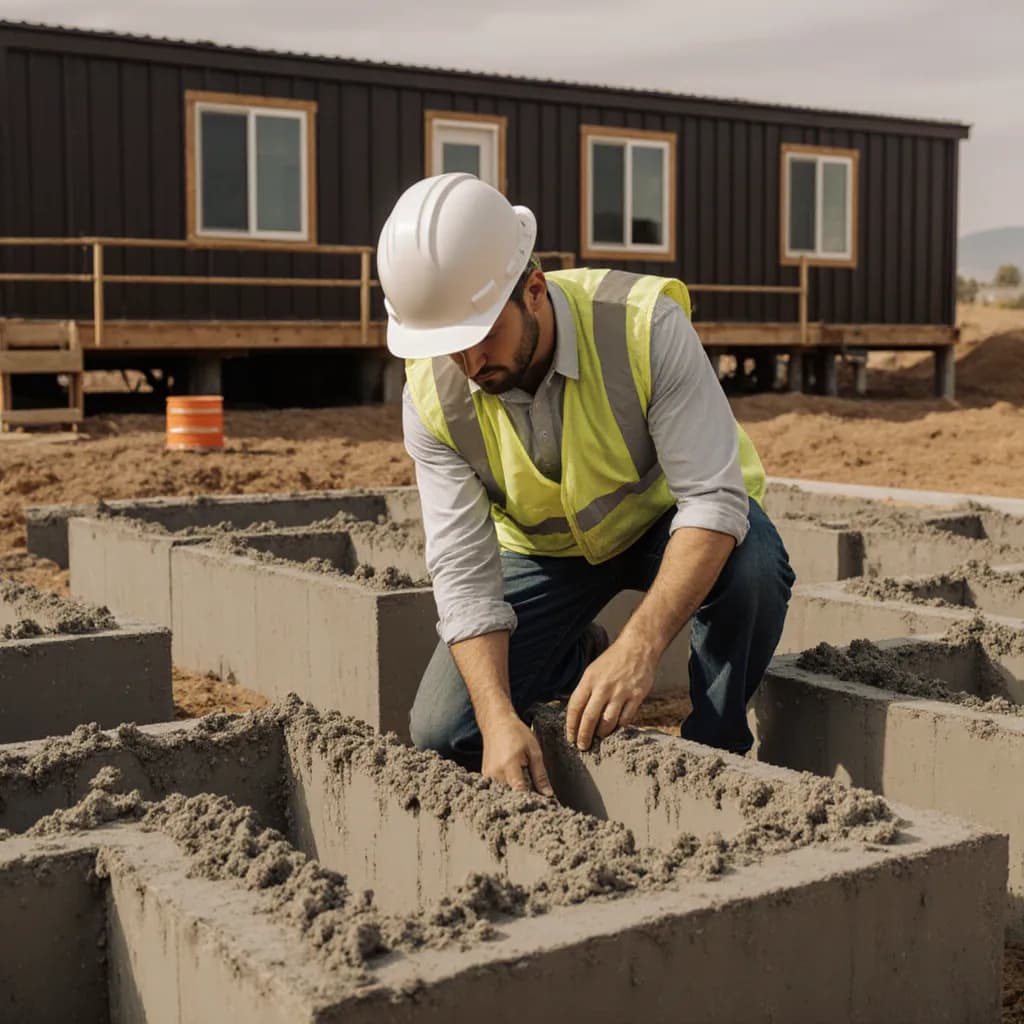 Foundation and site work before a modular home set